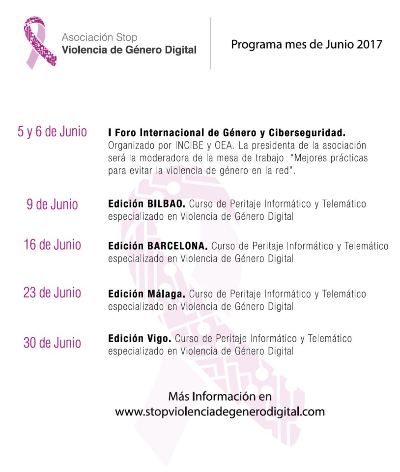 Programa cursos junio Asociación Stop Violencia de Género Digital