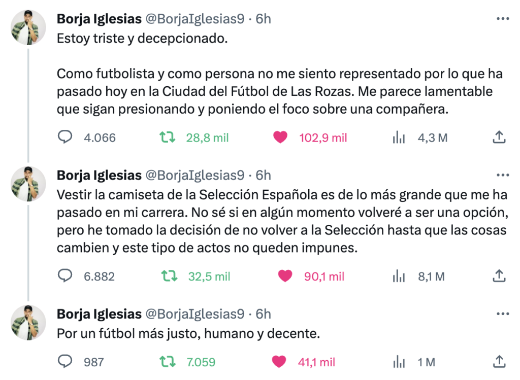 Detalles del twitter de Borja Iglesias
