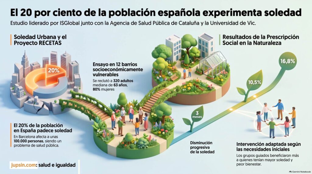 La prescripción social basada en la naturaleza puede ayudar a reducir la soledad entre personas adultas que viven en zonas urbanas socioeconómicamente vulnerables.